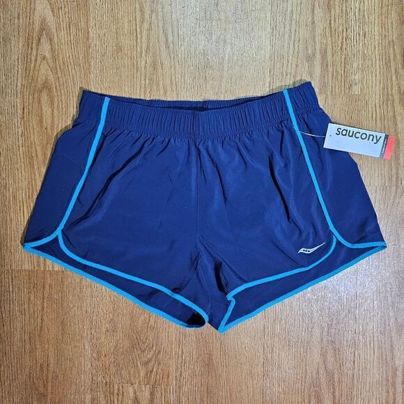Saucony Outpace 3" Running Shorts Navy Blue Women's Size Large L Brief Lined New - Picture 1 of 12
